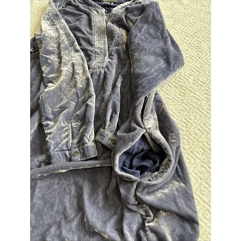 Anthropologie Melody Dusty Blue Gray Velvet Tunic Shirt Dress Sz XL Long Sleeve - Picture 8 of 9